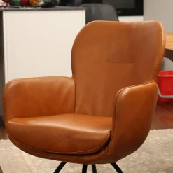 Gealux Stuhlsets|4er Set Armlehnstuhl Madison Leder Polo 10 93 Braun Drehgestell Metall Schwarz Inklusive Filzgleiter