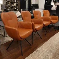 Gealux Stuhlsets|4er Set Armlehnstuhl Madison Leder Polo 10 93 Braun Drehgestell Metall Schwarz Inklusive Filzgleiter