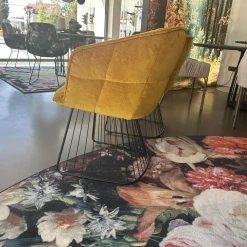 Freifrau Stuhlsets|2er Set Armlehnstuhl Marla Hoch Stoff Riga M1 Curry Gelb Harfengestell Schwarz