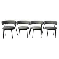 Zanotta Stuhlsets|4er Set Armlehnstuhl Nena Stoff Tito 30 31816 Grau Gestell Stahl Schwarz Lackiert