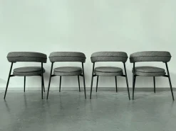 Zanotta Stuhlsets|4er Set Armlehnstuhl Nena Stoff Tito 30 31816 Grau Gestell Stahl Schwarz Lackiert