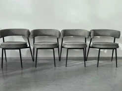 Zanotta Stuhlsets|4er Set Armlehnstuhl Nena Stoff Tito 30 31816 Grau Gestell Stahl Schwarz Lackiert