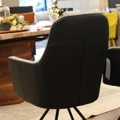 Gealux Stuhlsets|2er Set Armlehnstuhl Renata Leder Dino 545 Schwarz Gestell Metall Schwarz