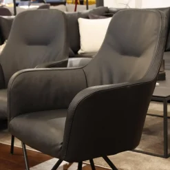 Gealux Stuhlsets|2er Set Armlehnstuhl Renata Leder Dino 545 Schwarz Gestell Metall Schwarz