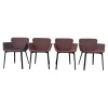 Knoll International Stuhlsets|4er Set Armlehnstuhl Sedia KN6 Stoff Harley 12 Red Brick Rot Gestell Aluminium Schwarz Lackiert
