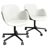 Walter Knoll Stuhlsets|2er Set Armlehnstuhl Sheru Drehbar Bezug Leder Rodeo-Soft 1416 Quartz Grau 5-Fuß-Kreuz Matt Pulverbeschichtet Schwarz