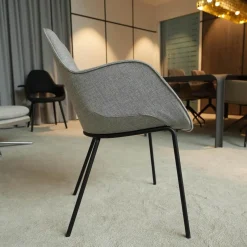 Walter Knoll Stuhlsets|2er Set Armlehnstuhl Sheru Stoff Gaia 7891 Platin Grau 4 Bein Untergestell Matt Pulverbeschichtet Schwarz