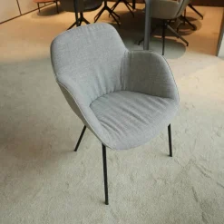 Walter Knoll Stuhlsets|2er Set Armlehnstuhl Sheru Stoff Gaia 7891 Platin Grau 4 Bein Untergestell Matt Pulverbeschichtet Schwarz