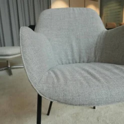 Walter Knoll Stuhlsets|2er Set Armlehnstuhl Sheru Stoff Gaia 7891 Platin Grau 4 Bein Untergestell Matt Pulverbeschichtet Schwarz