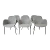 Walter Knoll Stuhlsets|6er Set Armlehnstuhl Sheru 1435 Stoff Togba 7854 Pebble Grau Gestell Metall Pulverbeschichtet Schwarz Matt Mit Gleitern