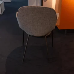 Walter Knoll Stuhlsets|4er Set Armlehnstuhl Sheru Bezug Stoff 25 Togba 7854 Pebble Grau 4-Bein-Gestell Pulverbeschichtet Schwarz