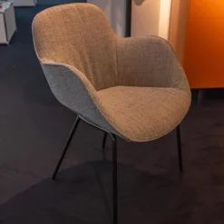 Walter Knoll Stuhlsets|4er Set Armlehnstuhl Sheru Bezug Stoff 25 Togba 7854 Pebble Grau 4-Bein-Gestell Pulverbeschichtet Schwarz