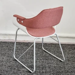 BD Barcelona Stuhlsets|2er Set Armlehnstuhl Showtime Schale Weiß Lackiert Bezug Medley Y10 Pink Gestell Kufen Silber 7035 Mit Armauflagen