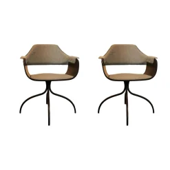 BD Barcelona Stuhlsets|2er Set Armlehnstuhl Showtime Mit Armauflage Sitzschale Schwarz Lackiert Matt Sitz Medley Y03 Grau Gestell Matt Schwarz Drehbar