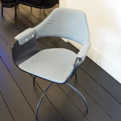 BD Barcelona Stuhlsets|2er Set Armlehnstuhl Showtime Mit Armauflage Sitzschale Schwarz Lackiert Matt Sitz Medley Y03 Grau Gestell Matt Schwarz Drehbar