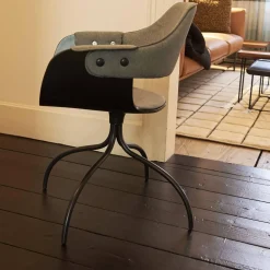 BD Barcelona Stuhlsets|2er Set Armlehnstuhl Showtime Mit Armauflage Sitzschale Schwarz Lackiert Matt Sitz Medley Y03 Grau Gestell Matt Schwarz Drehbar