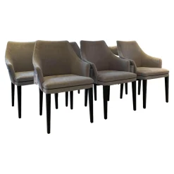 Bielefelder Werkstätten Stuhlsets|6er Set Armlehnstuhl Softshell Stoff Enza 252 Füße Eiche Dunkel Gebeizt