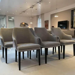 Bielefelder Werkstätten Stuhlsets|6er Set Armlehnstuhl Softshell Stoff Enza 252 Füße Eiche Dunkel Gebeizt