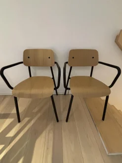 Fermob Stuhlsets|2er Set Armlehnstuhl Studie Eichenholz Furniert Gestell Und Armlehnen Aluminiumrohr Schwarz