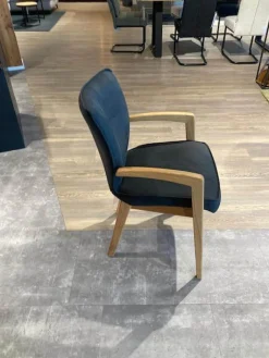 Natura Stuhlsets|4er Set Armlehnstuhl Wilshere Stoff Texel 510 Anthrazit Gestell Massivholz Geölt