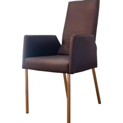 WK Wohnen Stuhlsets|2-er Set Armlehnstuhl WK 700 VMA Leder Toledo Kobalt Gestell Edelstahl Matt Quadratisch