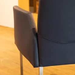 WK Wohnen Stuhlsets|2-er Set Armlehnstuhl WK 700 VMA Leder Toledo Kobalt Gestell Edelstahl Matt Quadratisch