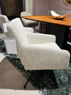 Christine Kröncke Stuhlsets|4er Set Armlehnstuhl Yuma Stoff Sama 072 Papyrus Creme Drehgestell Schwarz Pulverbeschichtet Mit Kunststoffgleitern