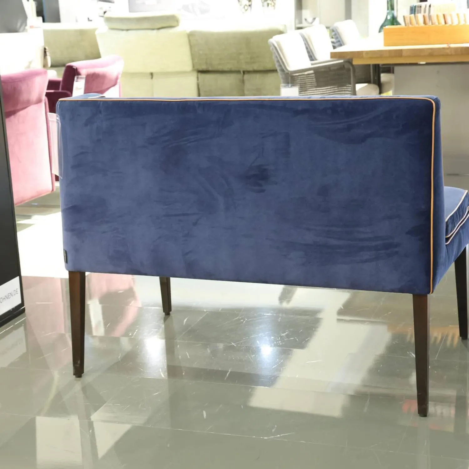 Christine Kröncke Bänke|2er Set Bank CK Dinegra CK400.40 Bezug Allure Velvet Blau 1357 055 Fuß Eiche Dunkel Keder 577.056 Copper Helles Kupfer