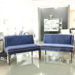 Christine Kröncke Bänke|2er Set Bank CK Dinegra CK400.40 Bezug Allure Velvet Blau 1357 055 Fuß Eiche Dunkel Keder 577.056 Copper Helles Kupfer