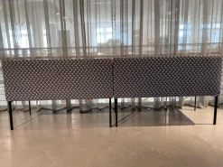 Christine Kröncke Bänke|2er Set Bank Juna Stoff Diamante Grigio Grau Fuß Stahl Schwarz Gepulvert