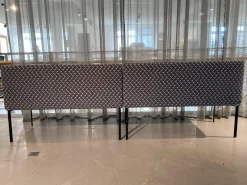 Christine Kröncke Bänke|2er Set Bank Juna Stoff Diamante Grigio Grau Fuß Stahl Schwarz Gepulvert