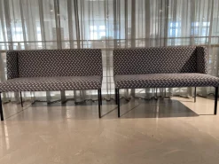 Christine Kröncke Bänke|2er Set Bank Juna Stoff Diamante Grigio Grau Fuß Stahl Schwarz Gepulvert