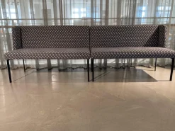 Christine Kröncke Bänke|2er Set Bank Juna Stoff Diamante Grigio Grau Fuß Stahl Schwarz Gepulvert