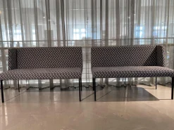 Christine Kröncke Bänke|2er Set Bank Juna Stoff Diamante Grigio Grau Fuß Stahl Schwarz Gepulvert