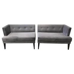 Signet Bänke|2er Set Bank Smilla Stoff Milan Anthrazit Holzfuß Schwarz