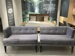 Signet Bänke|2er Set Bank Smilla Stoff Milan Anthrazit Holzfuß Schwarz