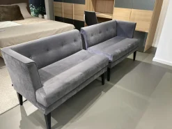 Signet Bänke|2er Set Bank Smilla Stoff Milan Anthrazit Holzfuß Schwarz