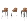 B&B Italia Barhocker & Barstühle|3-er Set Barhocker Caratos Drehbar Leder Cognac Untere Basis Aluminium Poliert