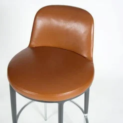 B&B Italia Barhocker & Barstühle|3-er Set Barhocker Caratos Drehbar Leder Cognac Untere Basis Aluminium Poliert