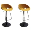 Tonon Barhocker & Barstühle|2er Set Barhocker Flat Stool Sitzschale Nordic Acqua Clean Gelb Bodenplatte Und Säule Stahl Matt Schwarz