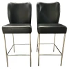 Bert Plantagie Barhocker & Barstühle|2er Set Barhocker Mambo Bezug Leder Toledo 9008 Schwarz Gestell Rundrohr Edelstahl
