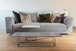 COR Couchtische|2er Set Beistelltisch Pilotis MDF Lack Grau Gestell Schwarz