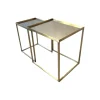 Eigene Herstellung Couchtische|2er Set Beistelltisch Platte Glas Gestell Metall Goldoptik Gold