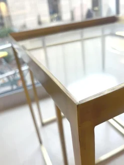 Eigene Herstellung Couchtische|2er Set Beistelltisch Platte Glas Gestell Metall Goldoptik Gold