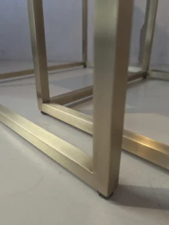 Eigene Herstellung Couchtische|2er Set Beistelltisch Platte Glas Gestell Metall Goldoptik Gold