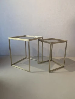 Eigene Herstellung Couchtische|2er Set Beistelltisch Platte Glas Gestell Metall Goldoptik Gold