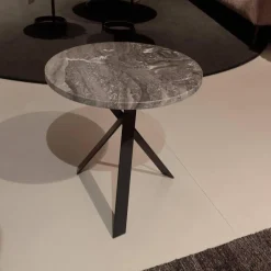 Draenert Beistelltische|2er Set Beistelltisch Platte Stein Silver Wave Und Stein Orobico Black Gestell Stahl Schwarzgrau