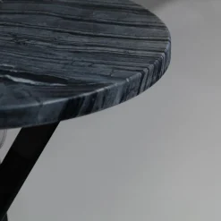 Draenert Beistelltische|2er Set Beistelltisch Platte Stein Silver Wave Und Stein Orobico Black Gestell Stahl Schwarzgrau