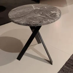 Draenert Beistelltische|2er Set Beistelltisch Platte Stein Silver Wave Und Stein Orobico Black Gestell Stahl Schwarzgrau