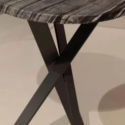 Draenert Beistelltische|2er Set Beistelltisch Platte Stein Silver Wave Und Stein Orobico Black Gestell Stahl Schwarzgrau